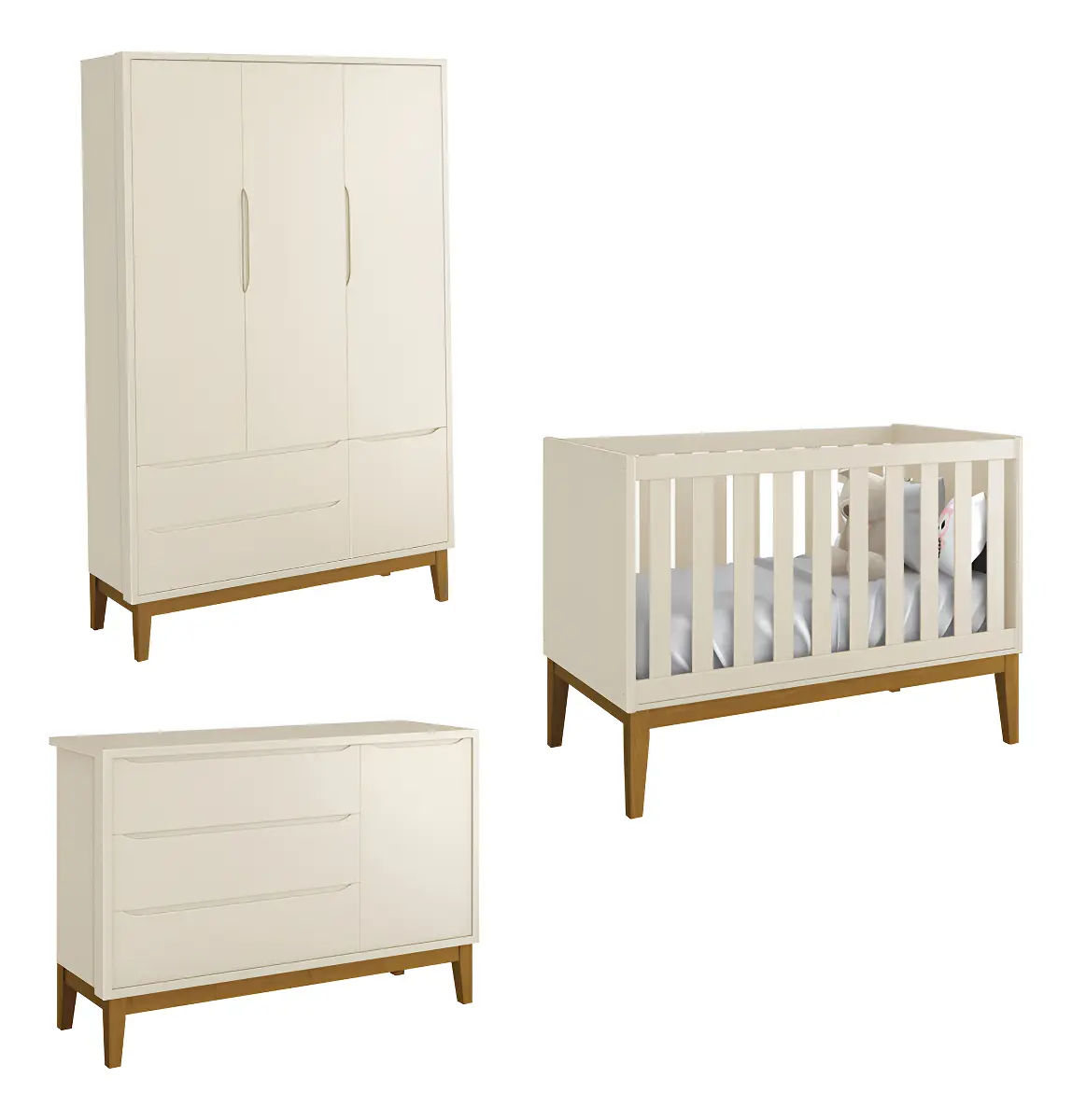 Jogo Quarto Bebê Completo Reller Classic Berço Cama 3 Peças